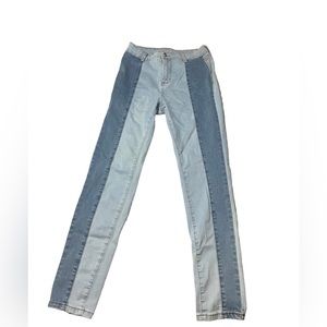 Two Tone Blue Denim Jeans, Medium